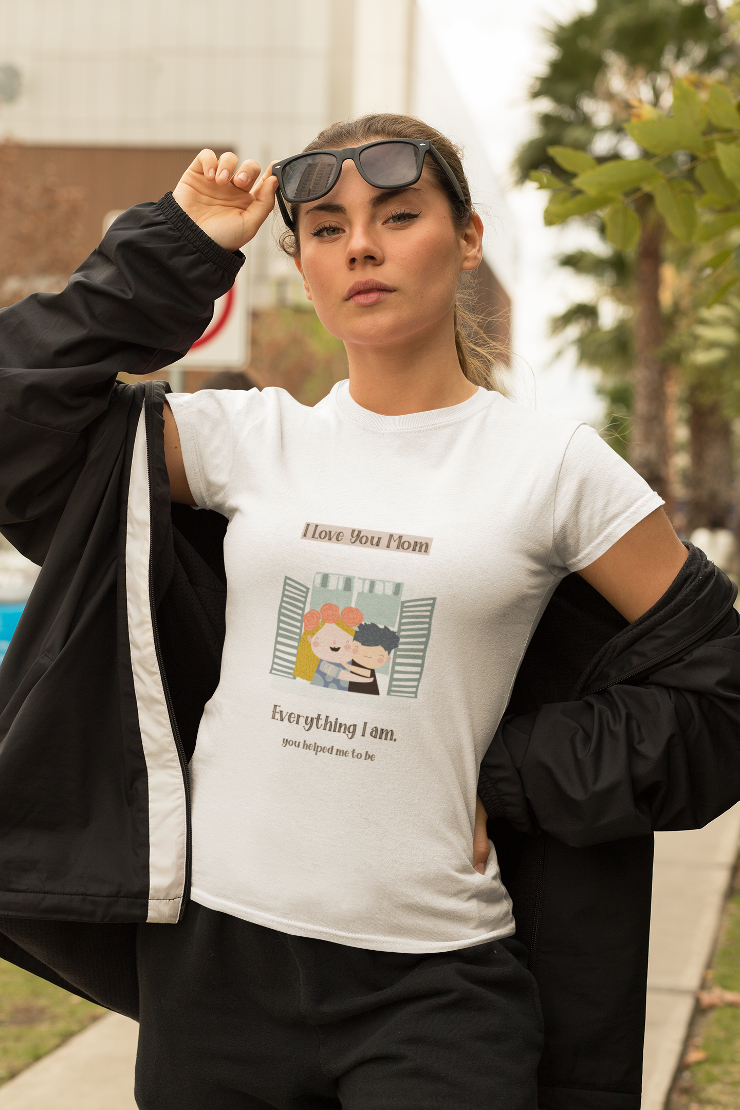 Women's Tee — 'I Love You From Every Thing I Am' Cute Couple Window Illustration