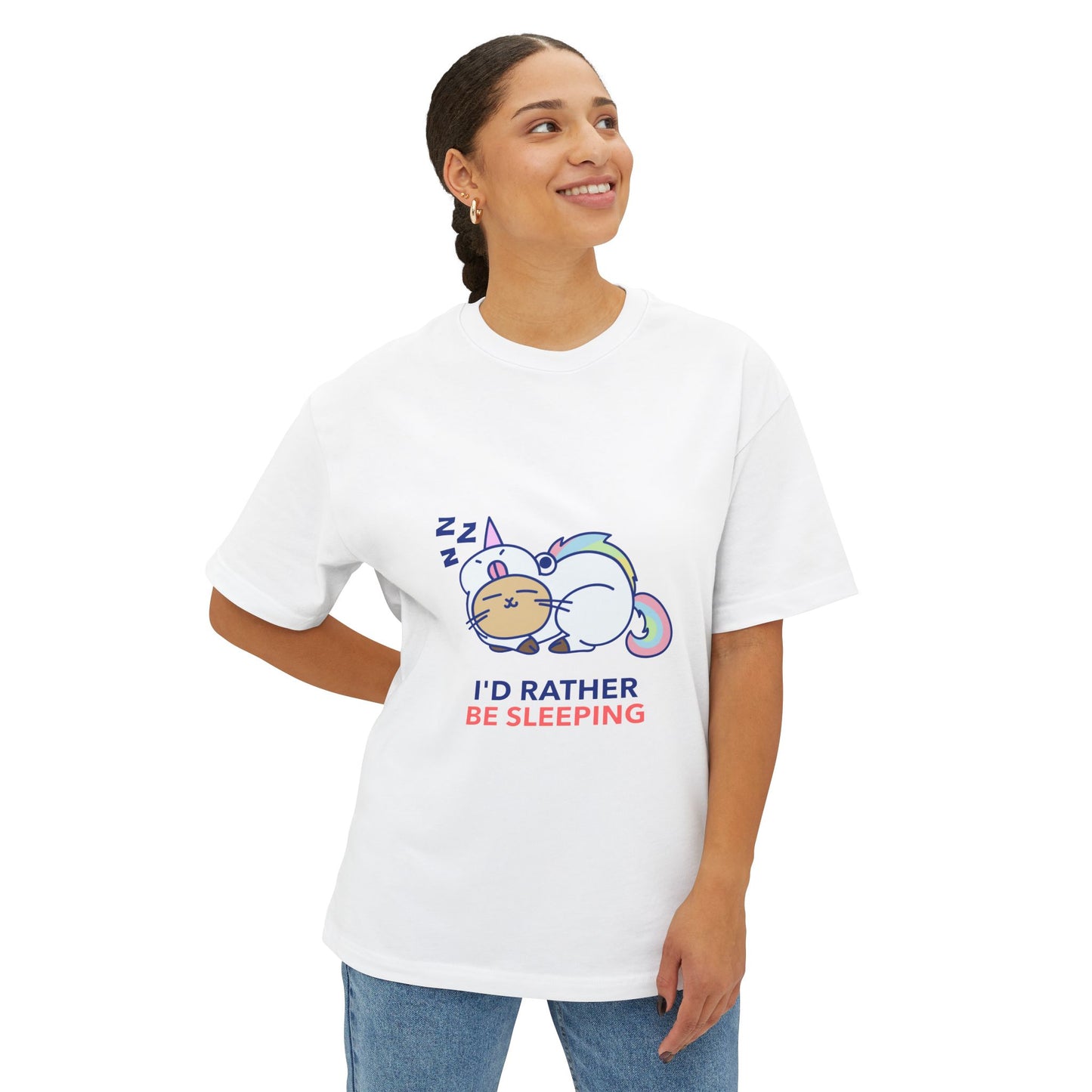 Cute Sleepy Cat Boxy T-Shirt