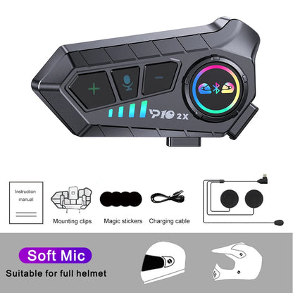 KEBIDUMEI 1/2x Motorcycle Intercom Headset Helmet BT 5.3 For 2 Riders intercommunicator 300M Waterproof Music Sharing Interphone